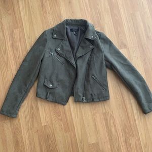 Dark green suede Moto jacket